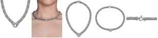 Macy's Diamond Circle Mesh 17" Statement Necklace (1/3 ct. t.w.) in Sterling Silver